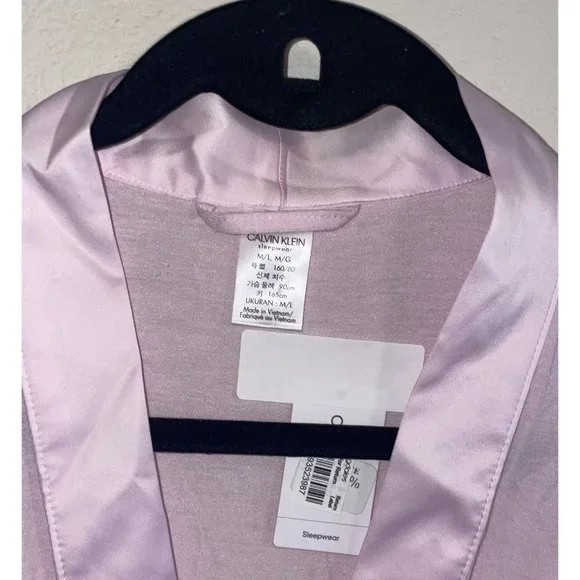 Calvin Klein QS6529 Womens Modal Satin Sleep Robe M/L Medium Large Pink New - Picture 7 of 8